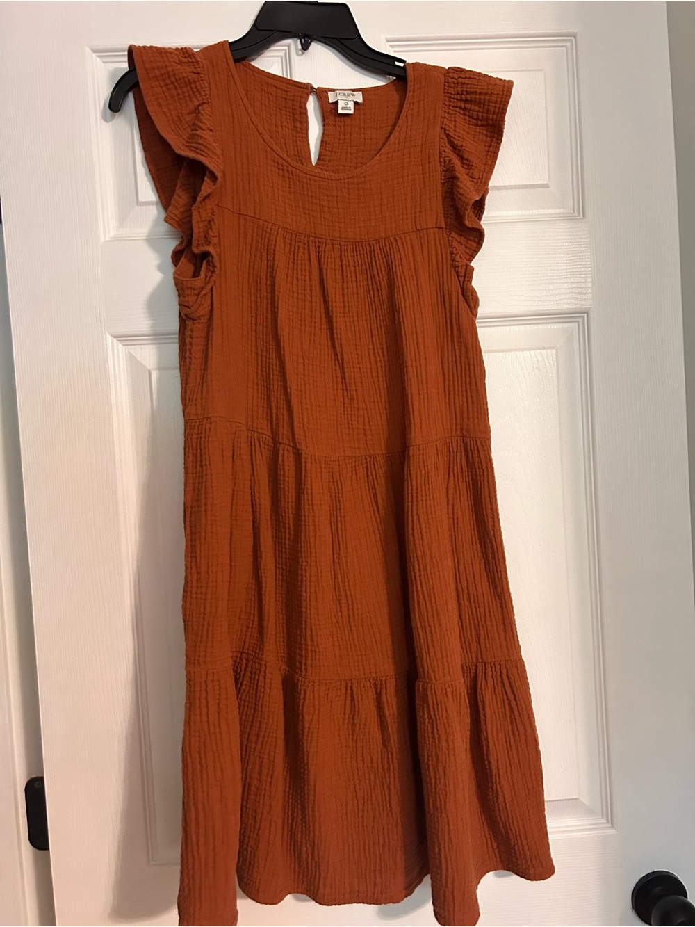 J. Crew Factory Rust Tiered Ruffle Sleeve Mini Dress